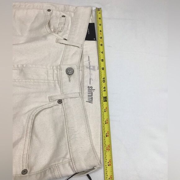 7 For All Mankind Slim Straight Leg Distressed Skinny Jeans New Defects Size 34 - Picture 5 of 14